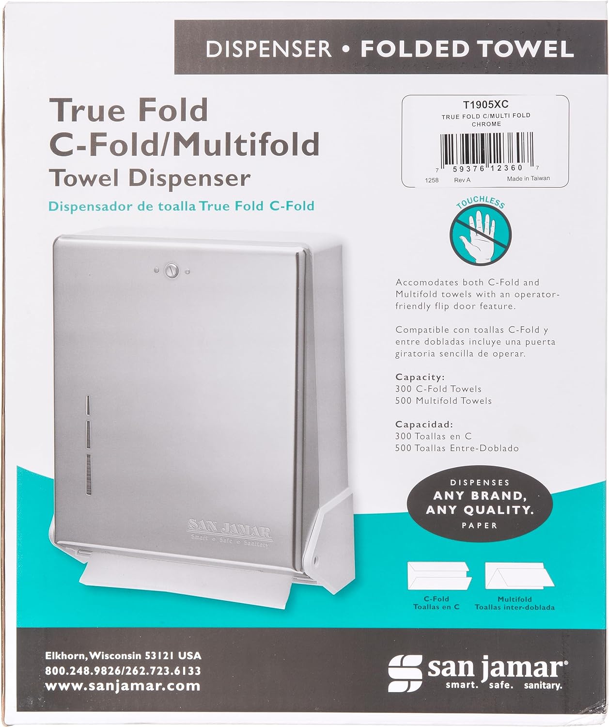 San Jamar True Fold Paper Towel Dispenser Chrome