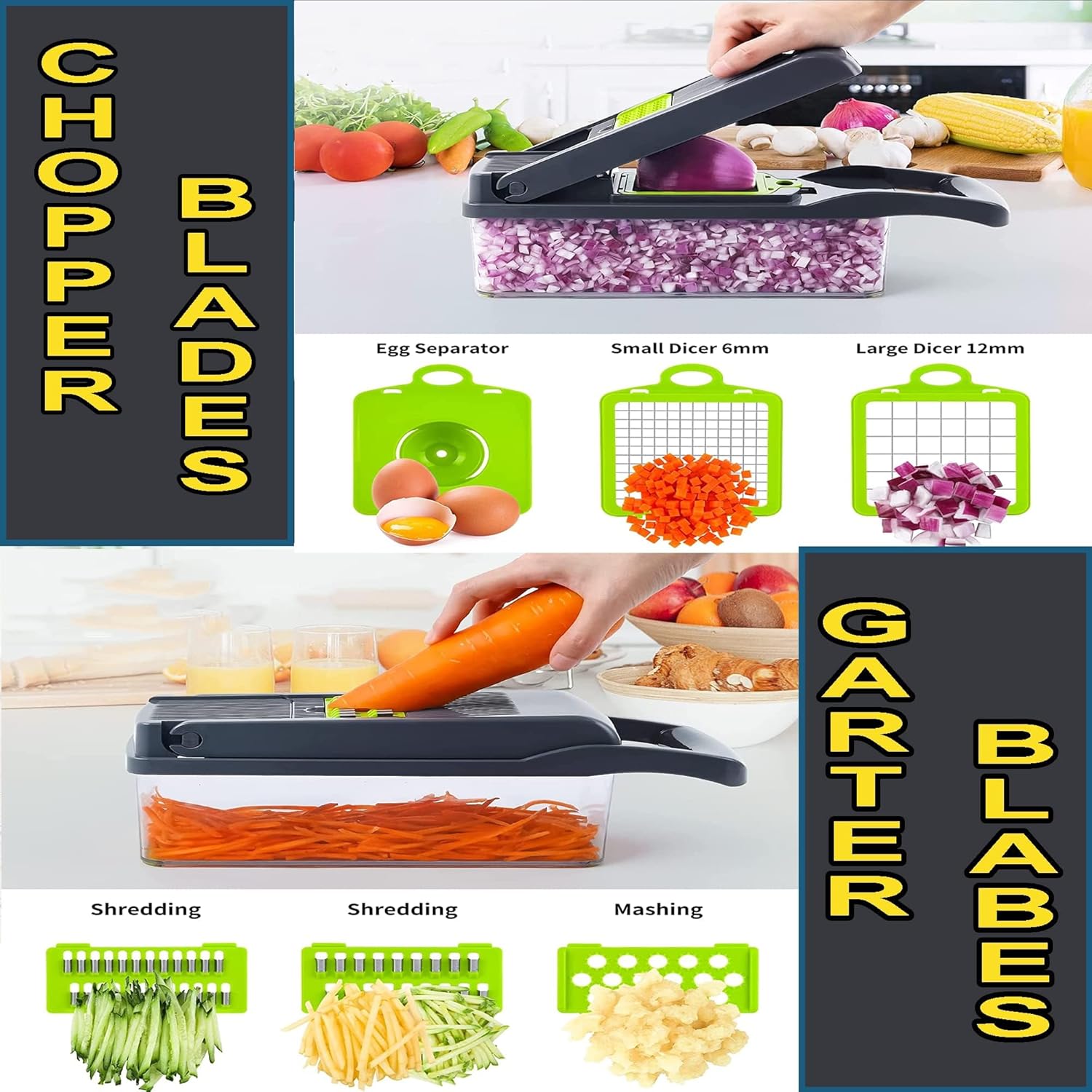 Manual Vegetable Chopper with 13-in-1 Functionality