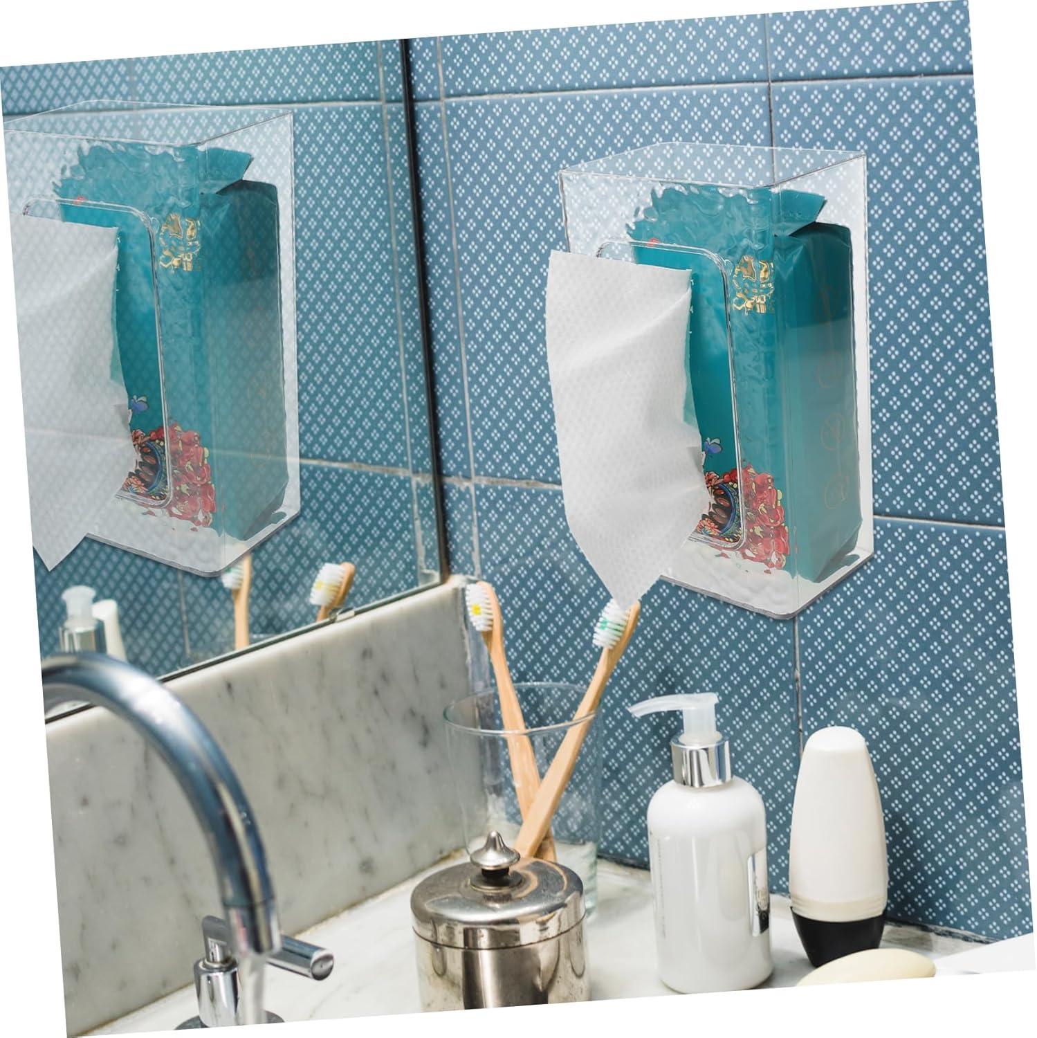 DECHOUS Transparent Tissue Box Holder for Home Office Kitchen Bathrooms