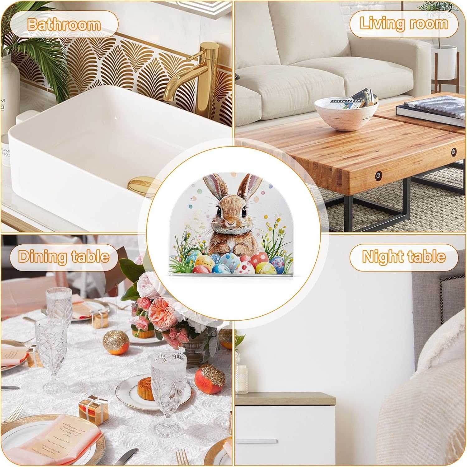 ALAZA Rabbit-Bunny Easter-Themed Napkin Holder 2-Pack