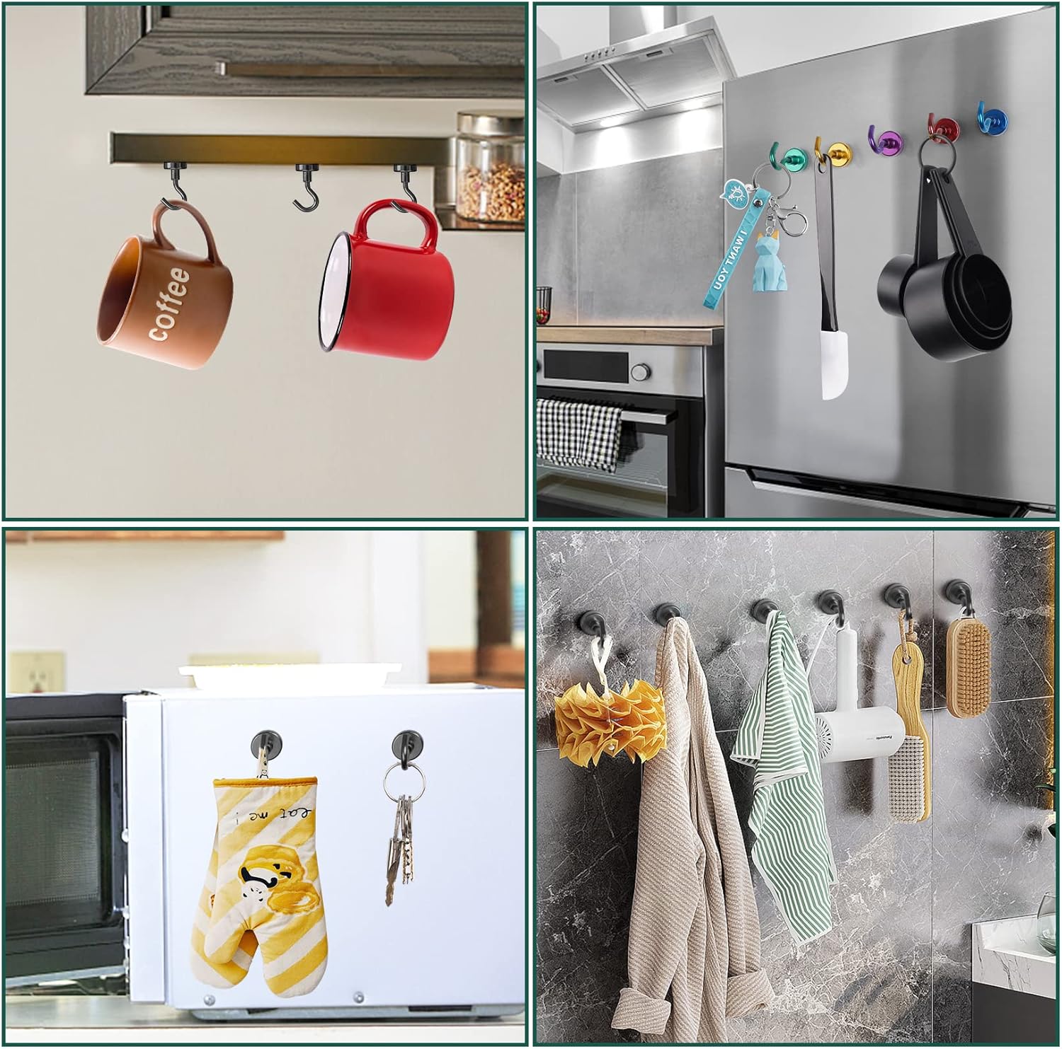 VNDUEEY 10 Pack Black Magnetic Hooks