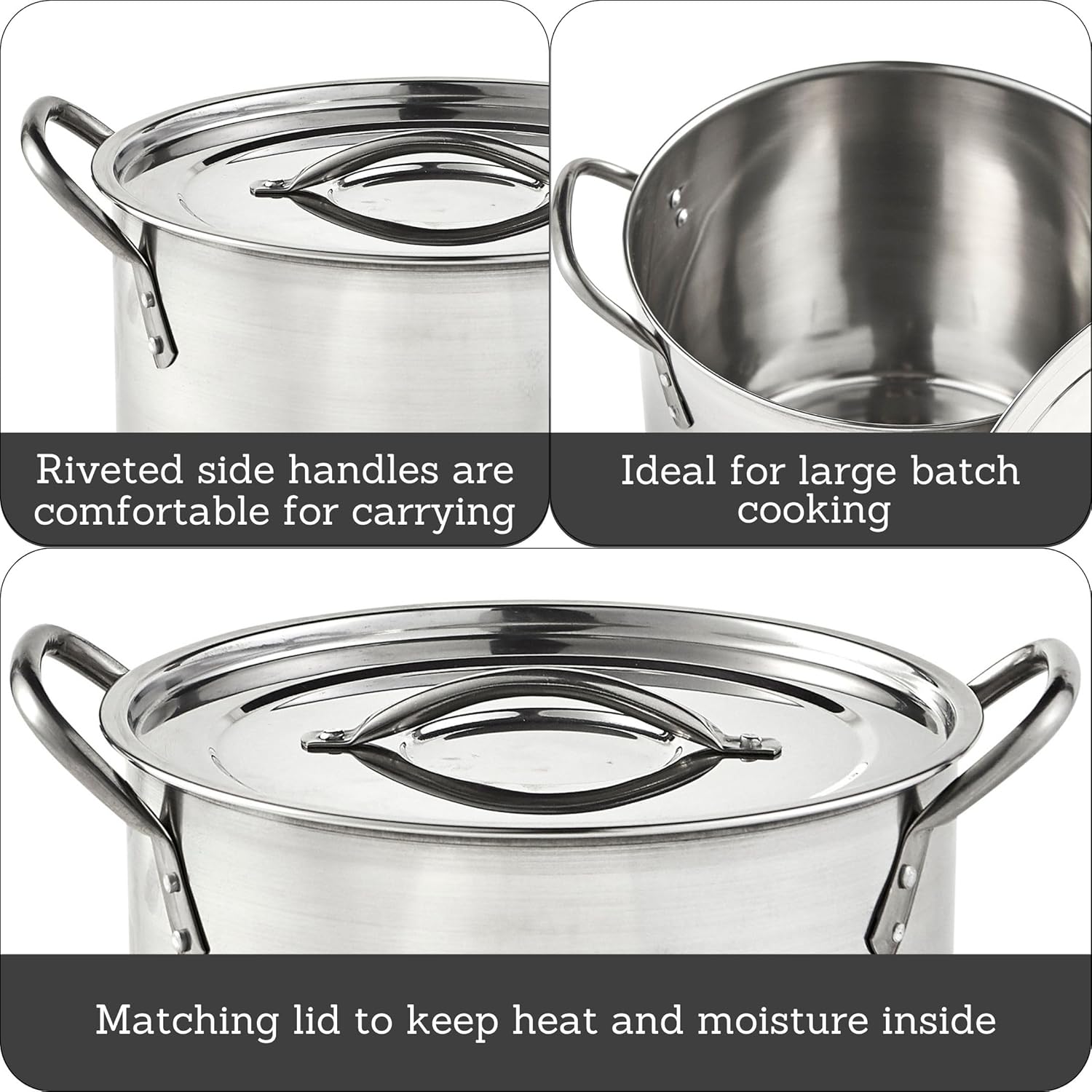 16-Quart Stainless Steel Stock Pot with Lid Silver