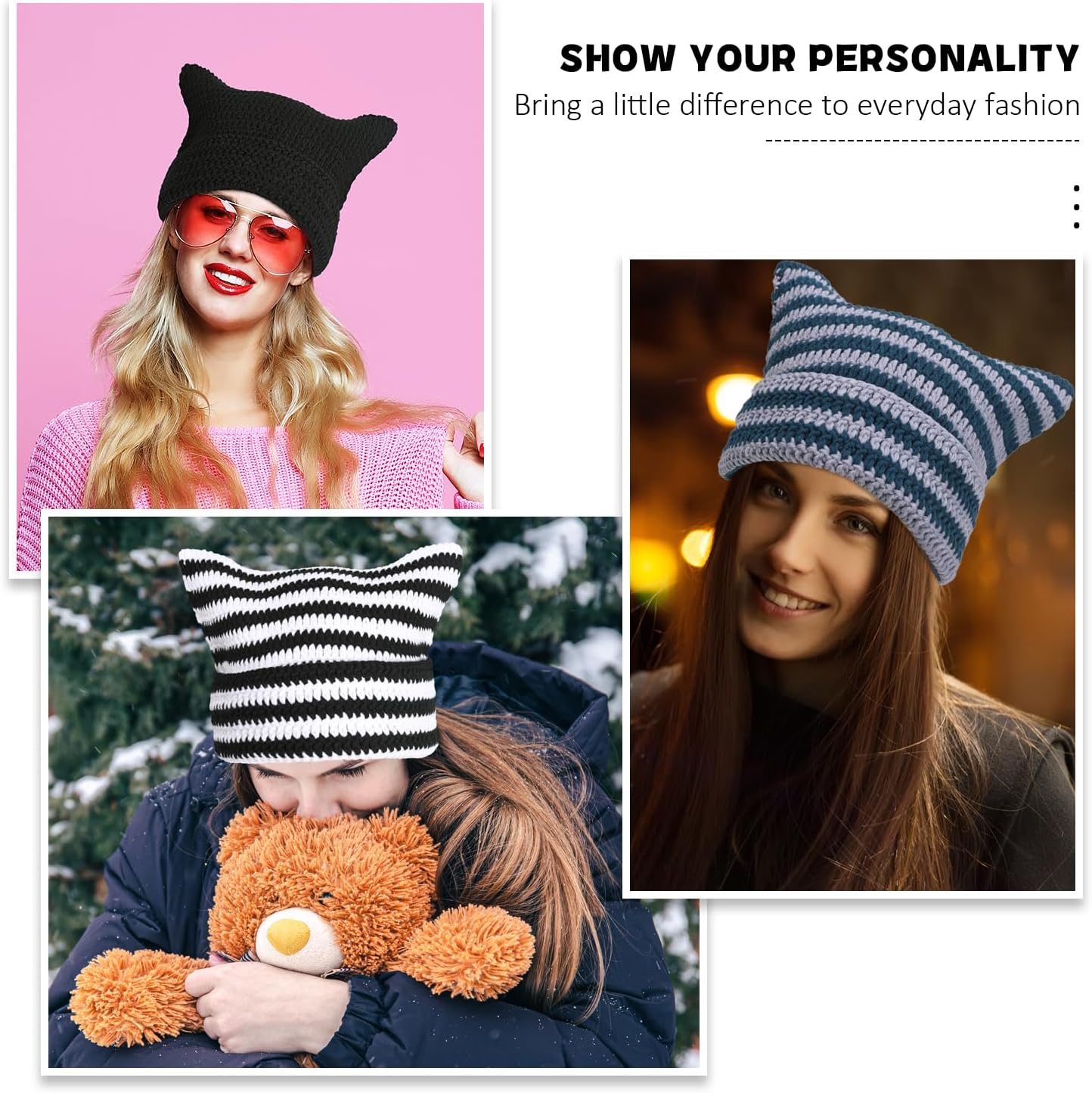 Warm Knit Beanie Women - Soft Cozy Cat Ears StructureReact styling