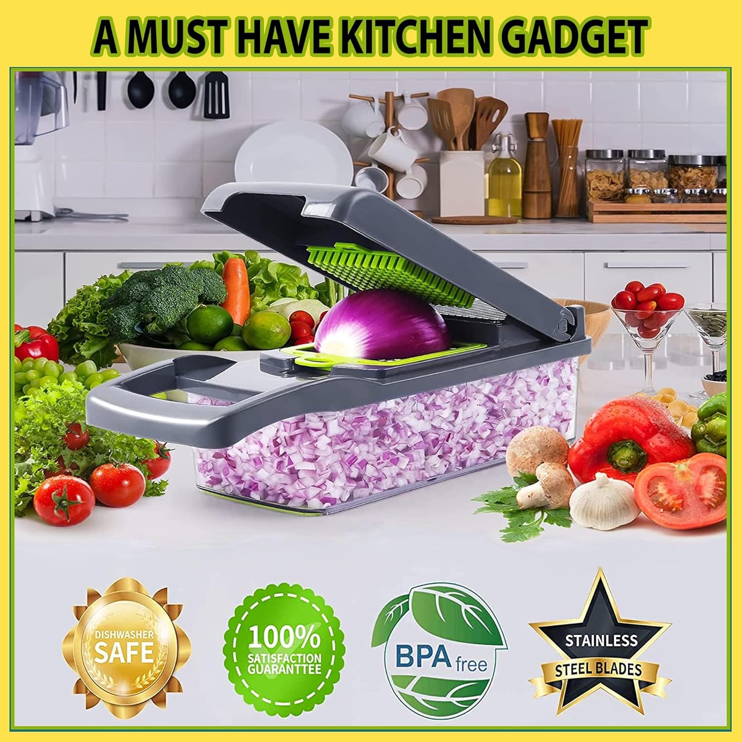 Manual Vegetable Chopper with 13-in-1 Functionality
