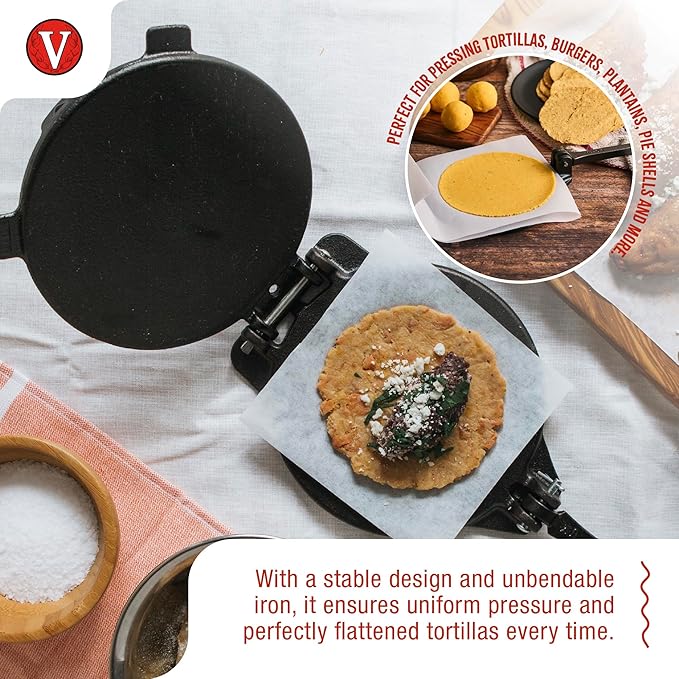 Victoria 8 Inches Cast Iron Tortilla Press