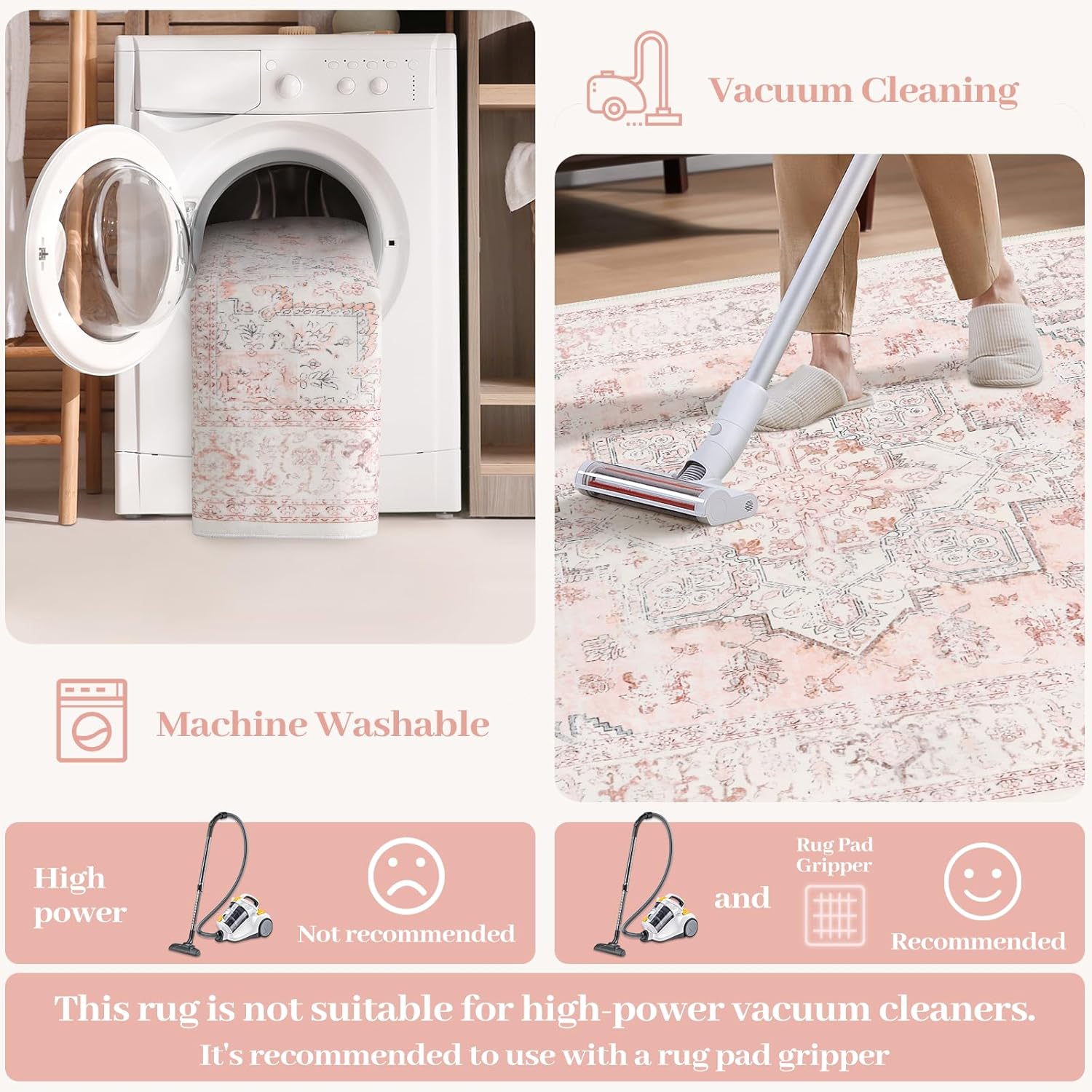 LIVEBOX Area Rug Pink 4x6 Oriental Floral