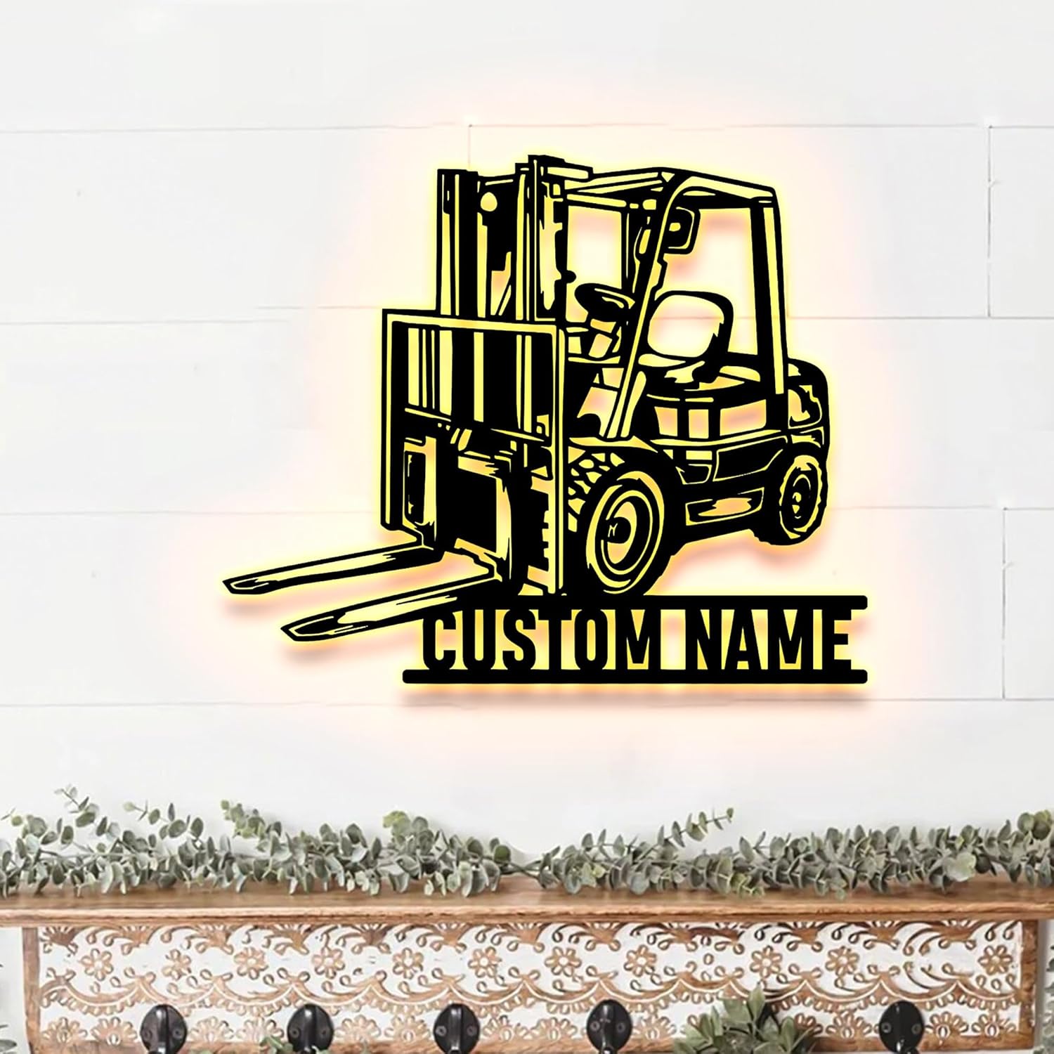 Zikako Custom Forklift Driver Metal Wall Art LED Light Sign