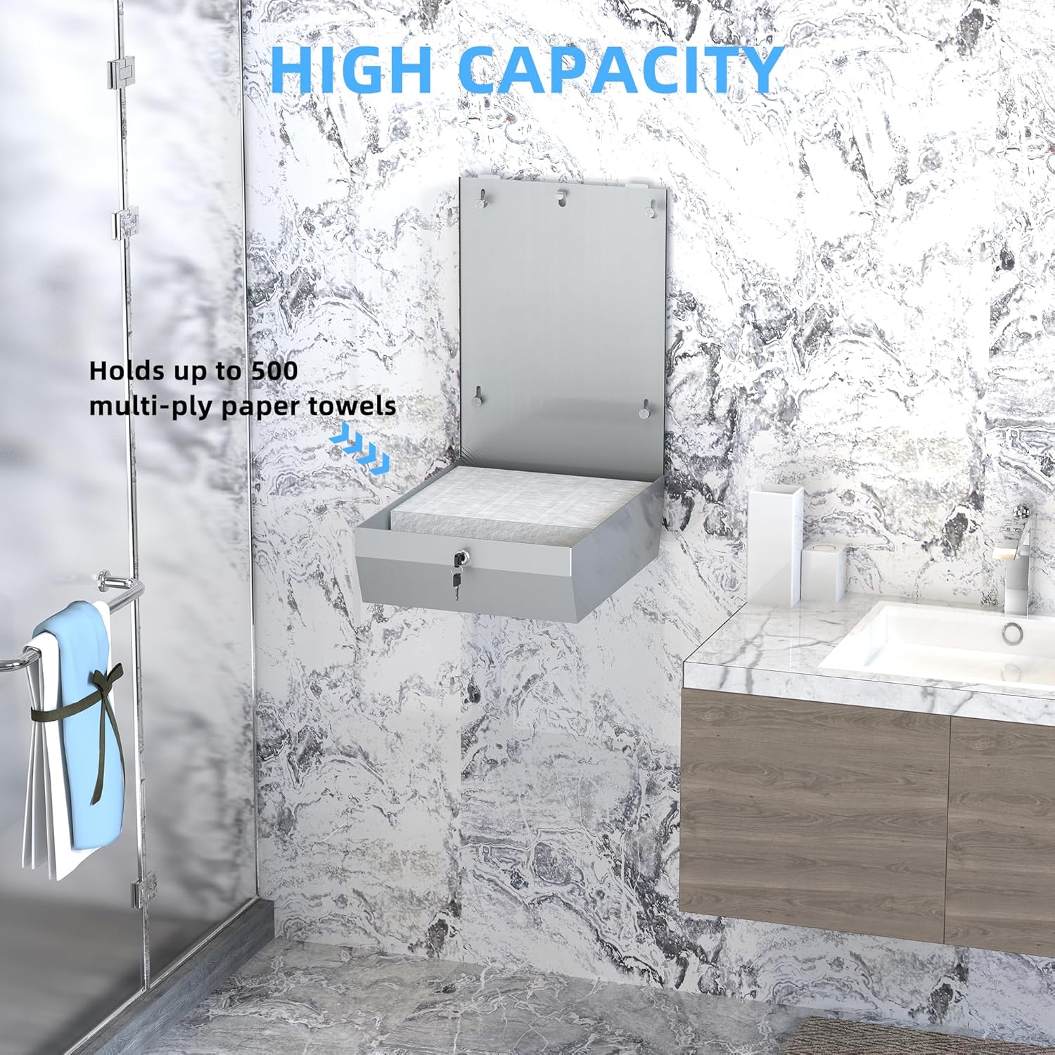 TOBEFORT Commercial Wall Mount Paper Towel Dispenser Large Capacity Rust-Proof