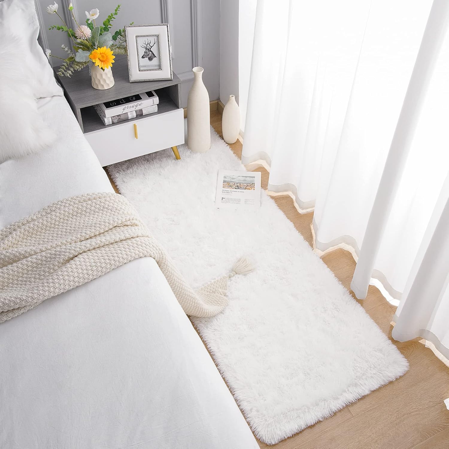 Chicrug Soft Plush Runner Rug 2x6 Feet Cream