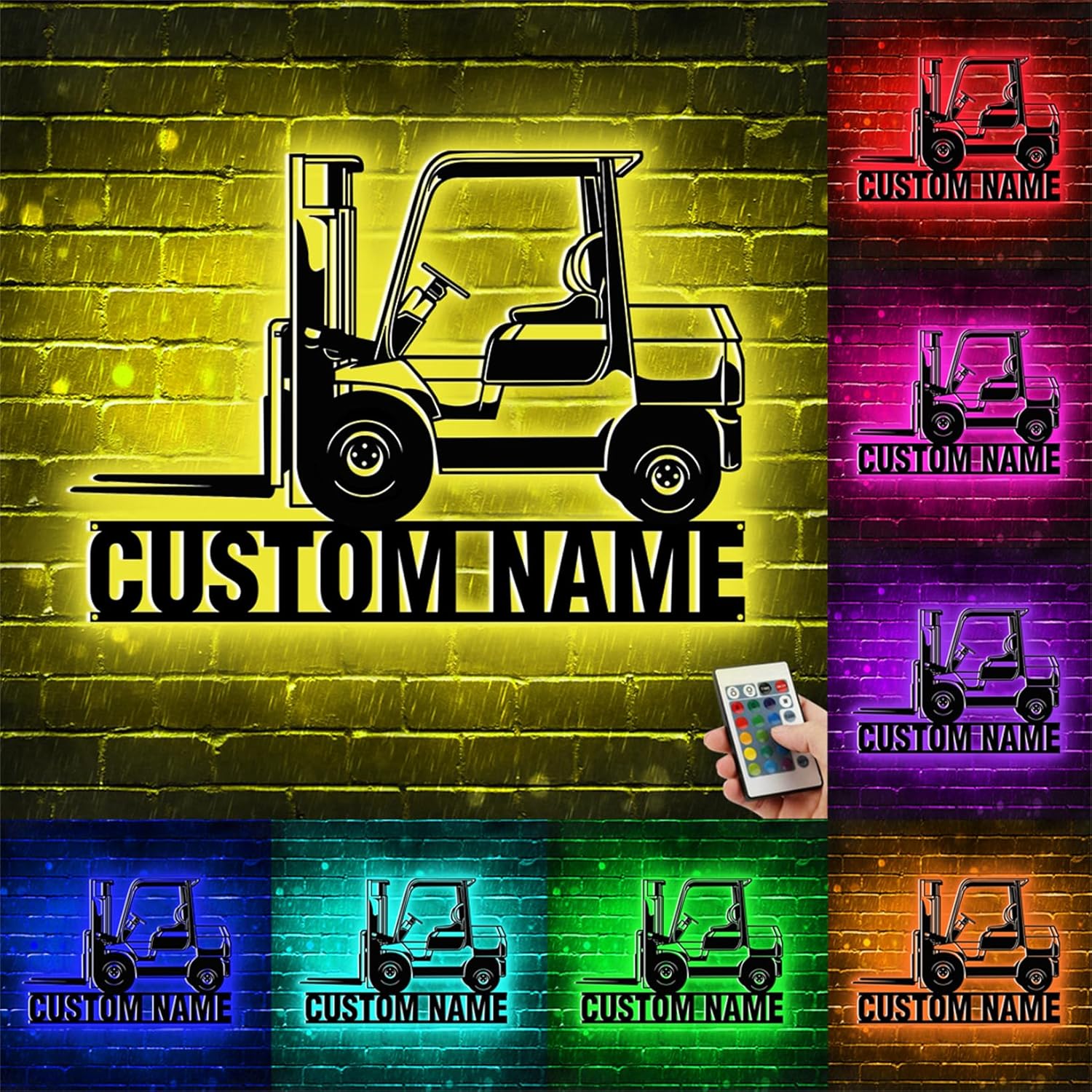 Custom Forklift Driver Metal Wall Art LED Light Sign