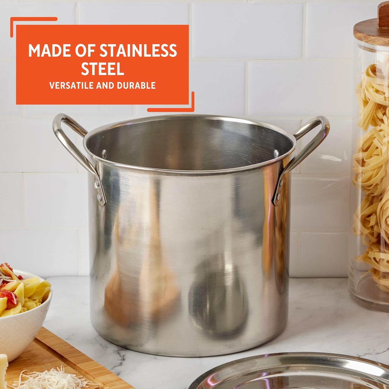 16-Quart Stainless Steel Stock Pot with Lid Silver