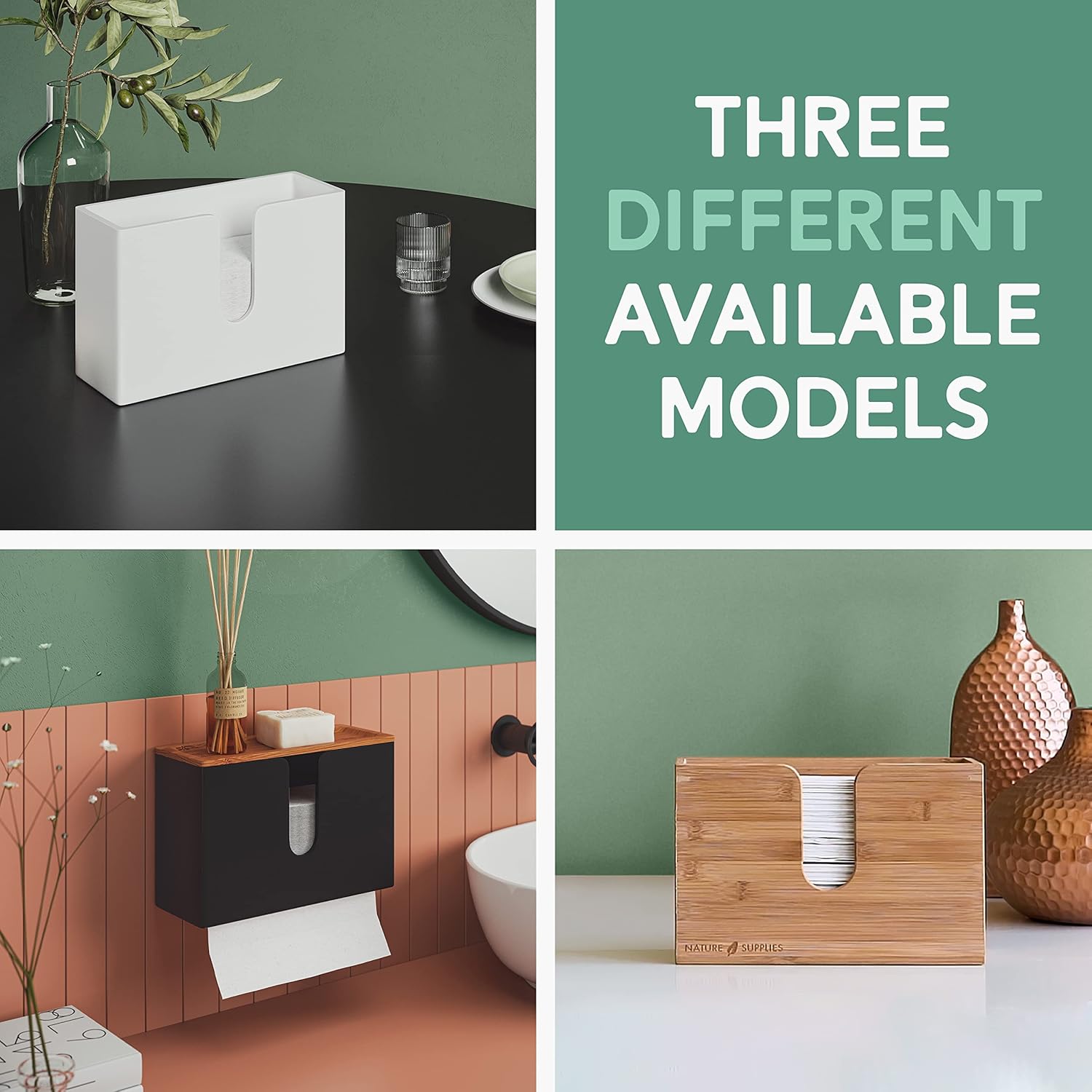 Bamboo Paper Towel Dispenser for Bathroom and Kitchen