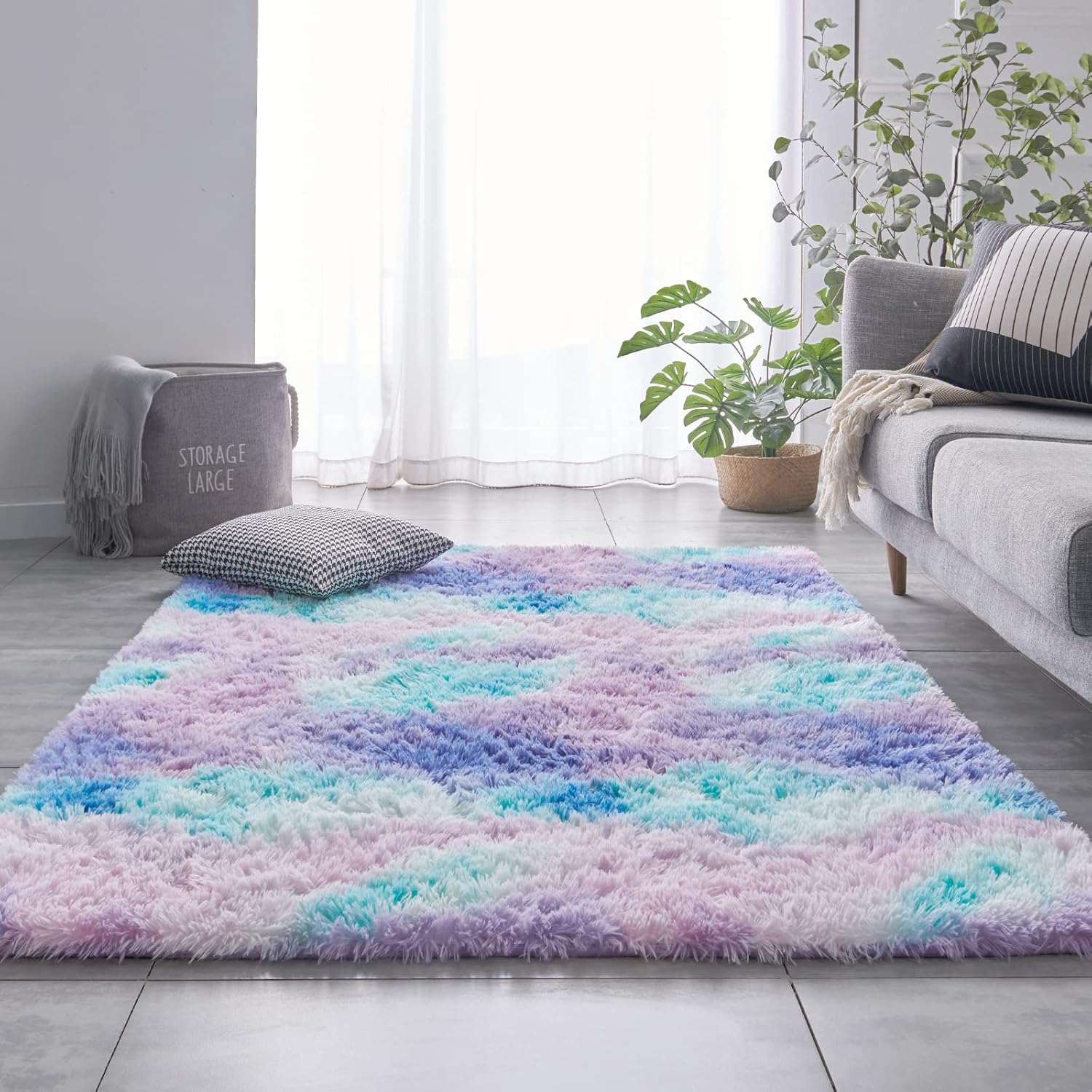 TABAYON Shag Area Rug 4x6 Light Purple Non-Skid Plush