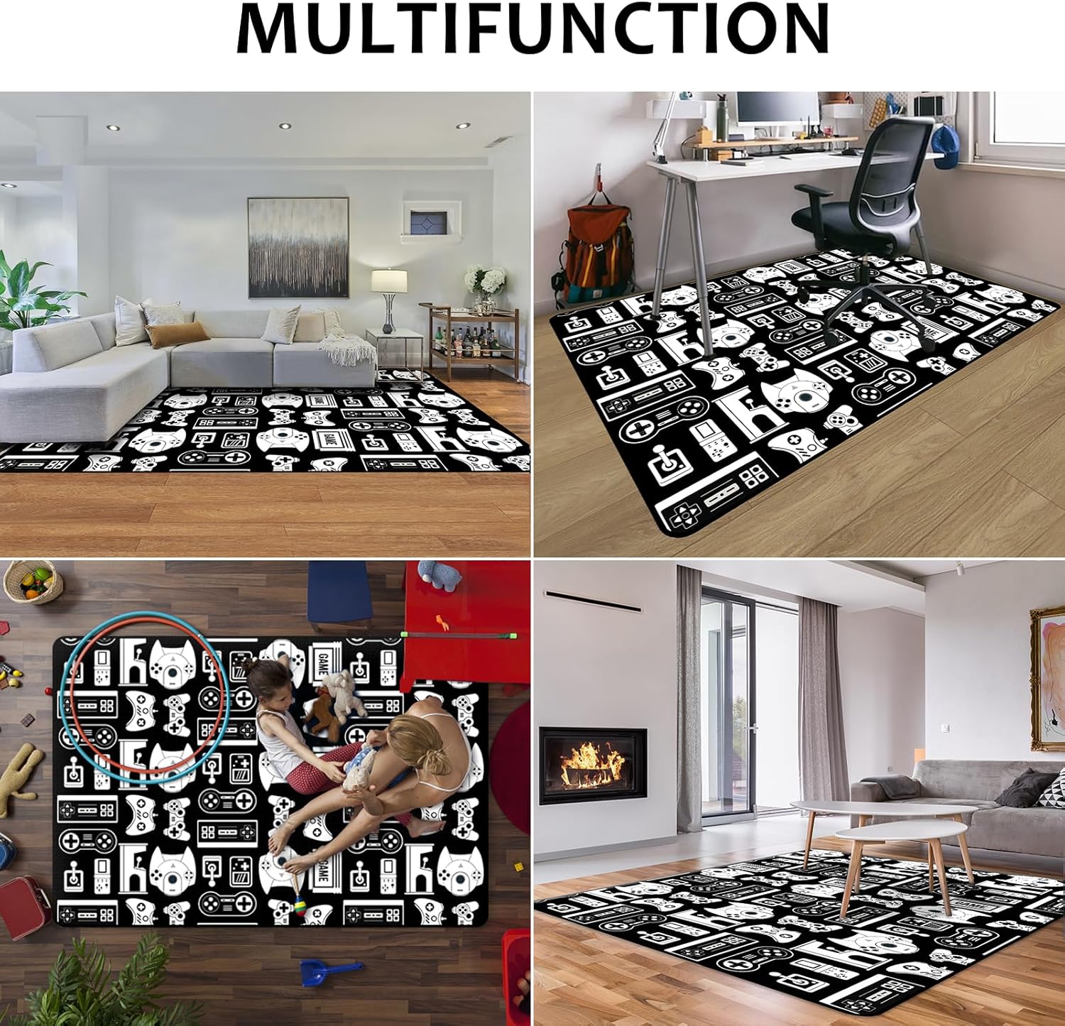 Lacut Game Rug with Controller Design for Boys Room