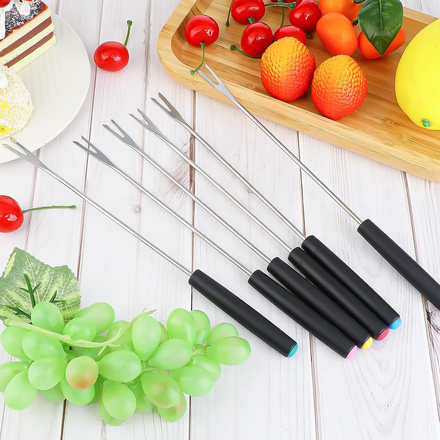Mozeat Lens 6-Piece Stainless Steel Fondue Forks Heat-Resistant Handle