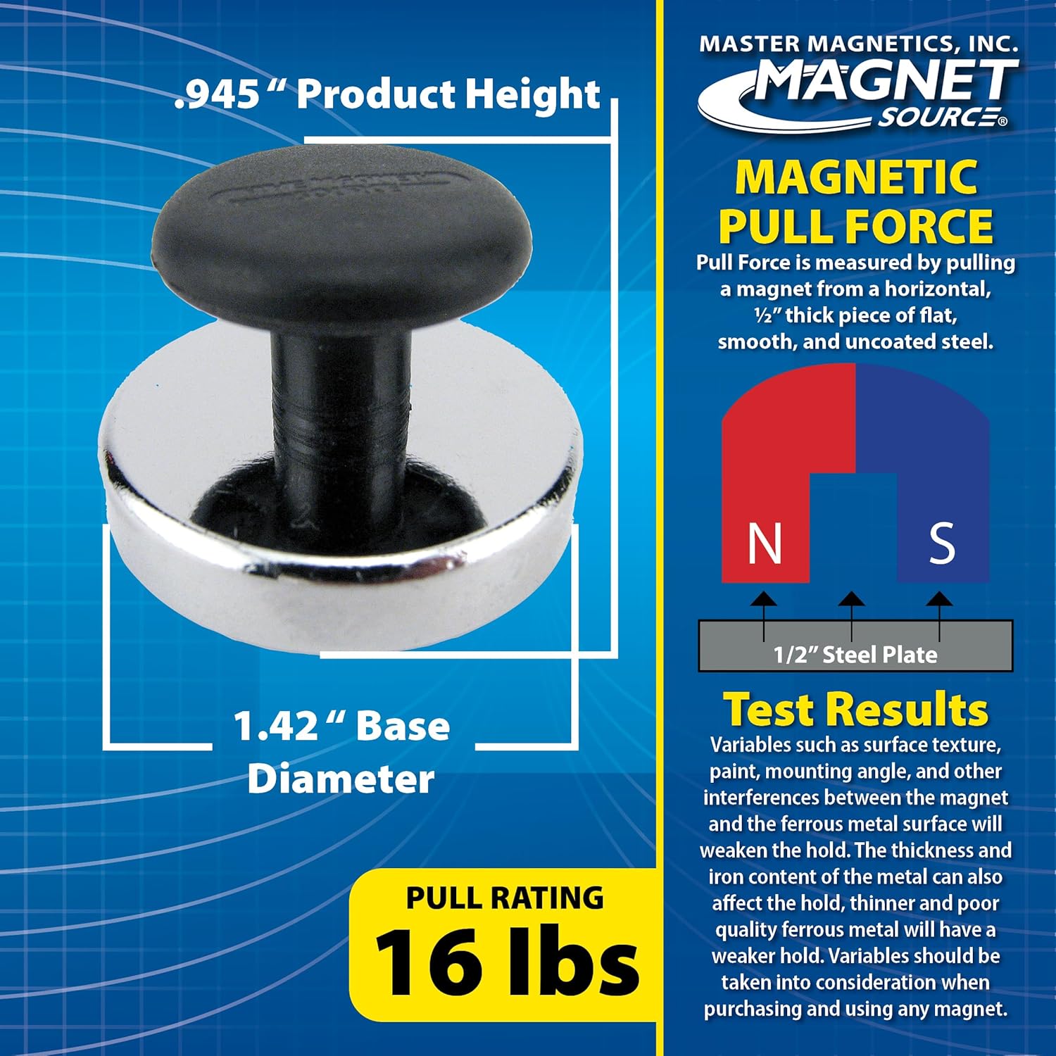 Strong Magnetic Hook with Knob - 16LB Pull Power