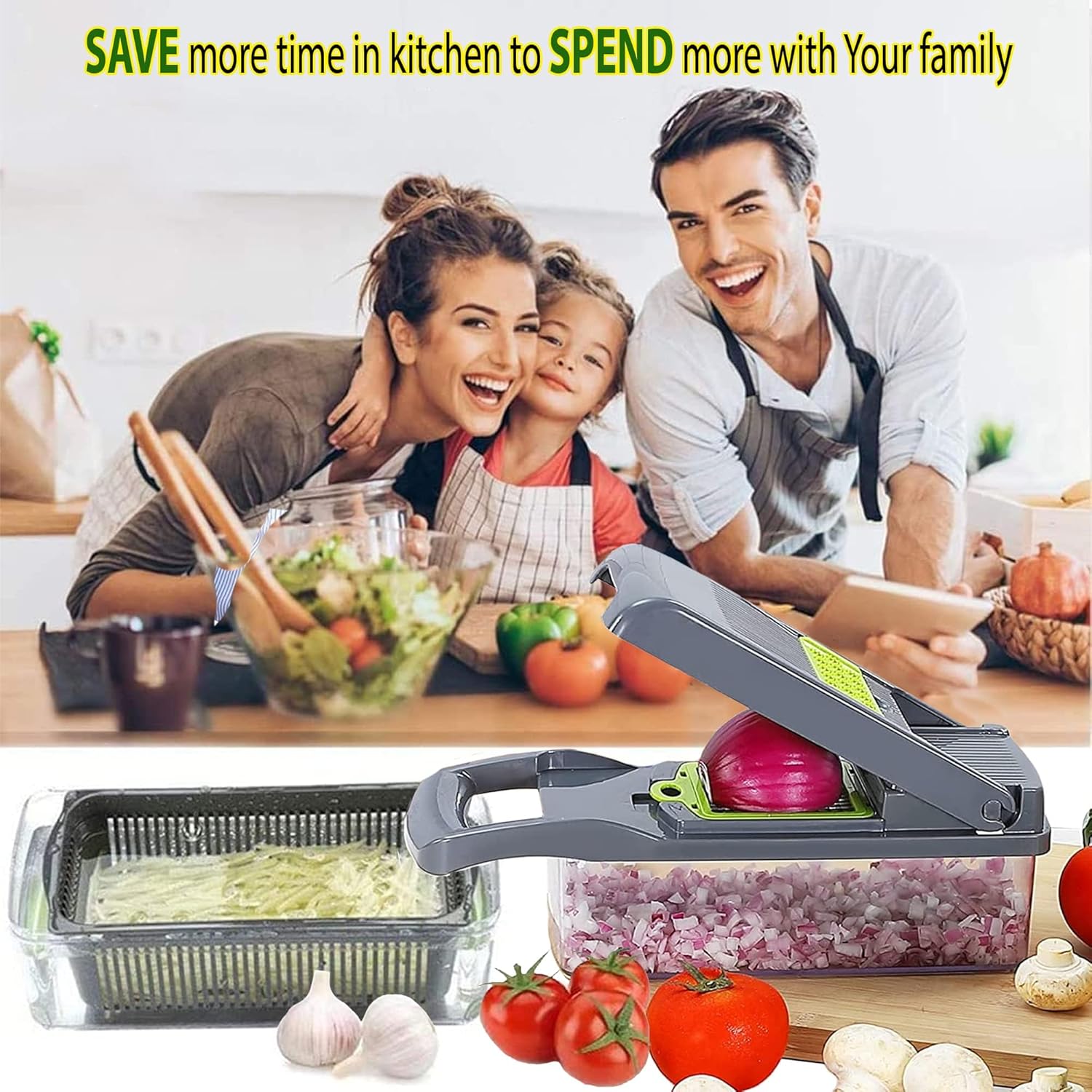 Manual Vegetable Chopper with 13-in-1 Functionality