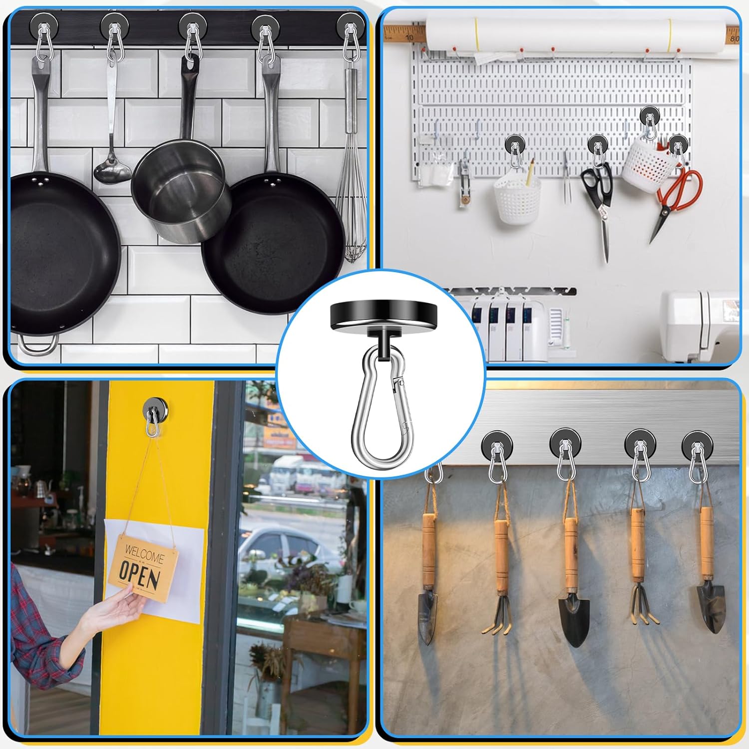 Strong Durable150LBS Magnetic Hooks Set Heavy-duty Magnetic Wall Hangers for Home