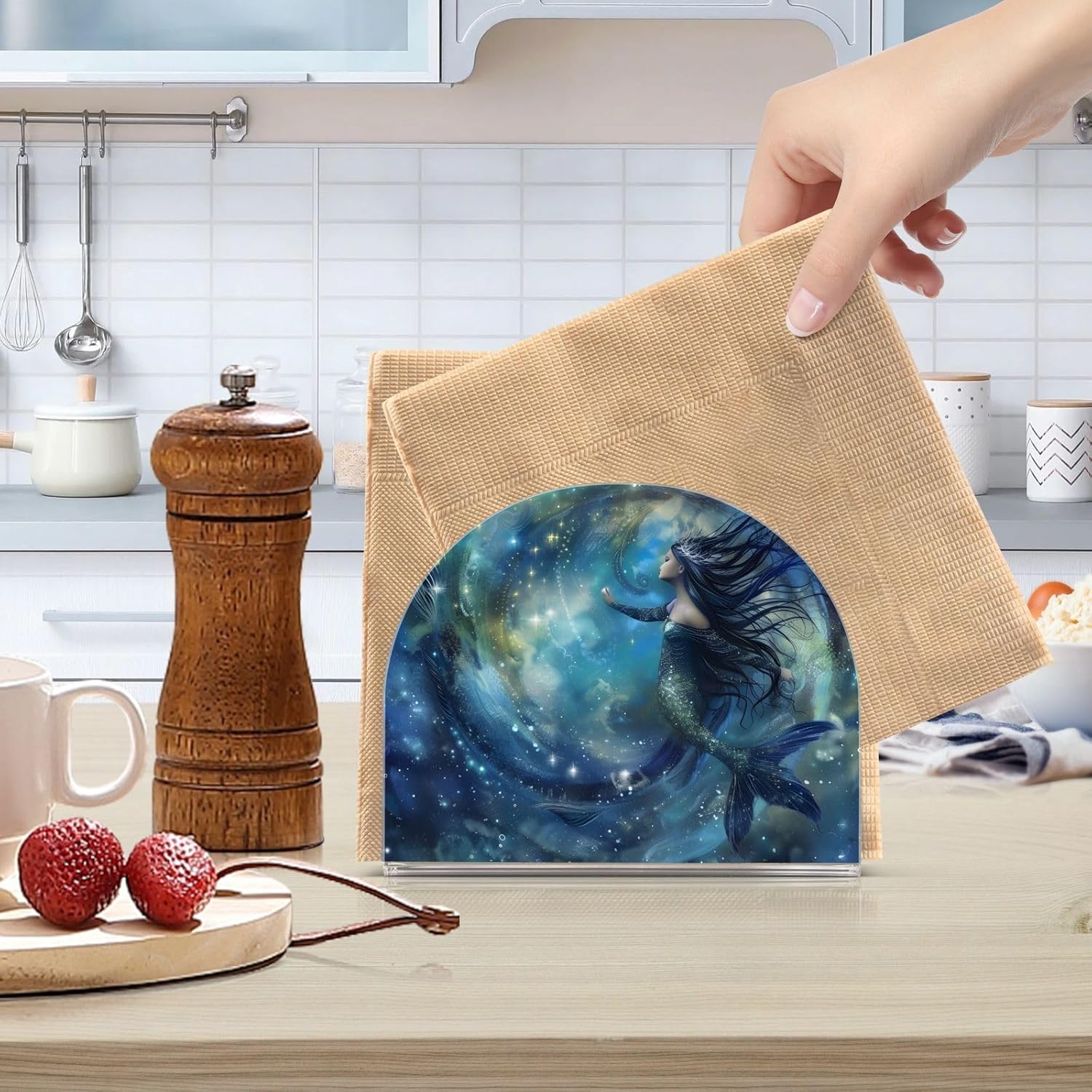 Stylish Mermaid Nebula Napkin Holder for Compact Storage