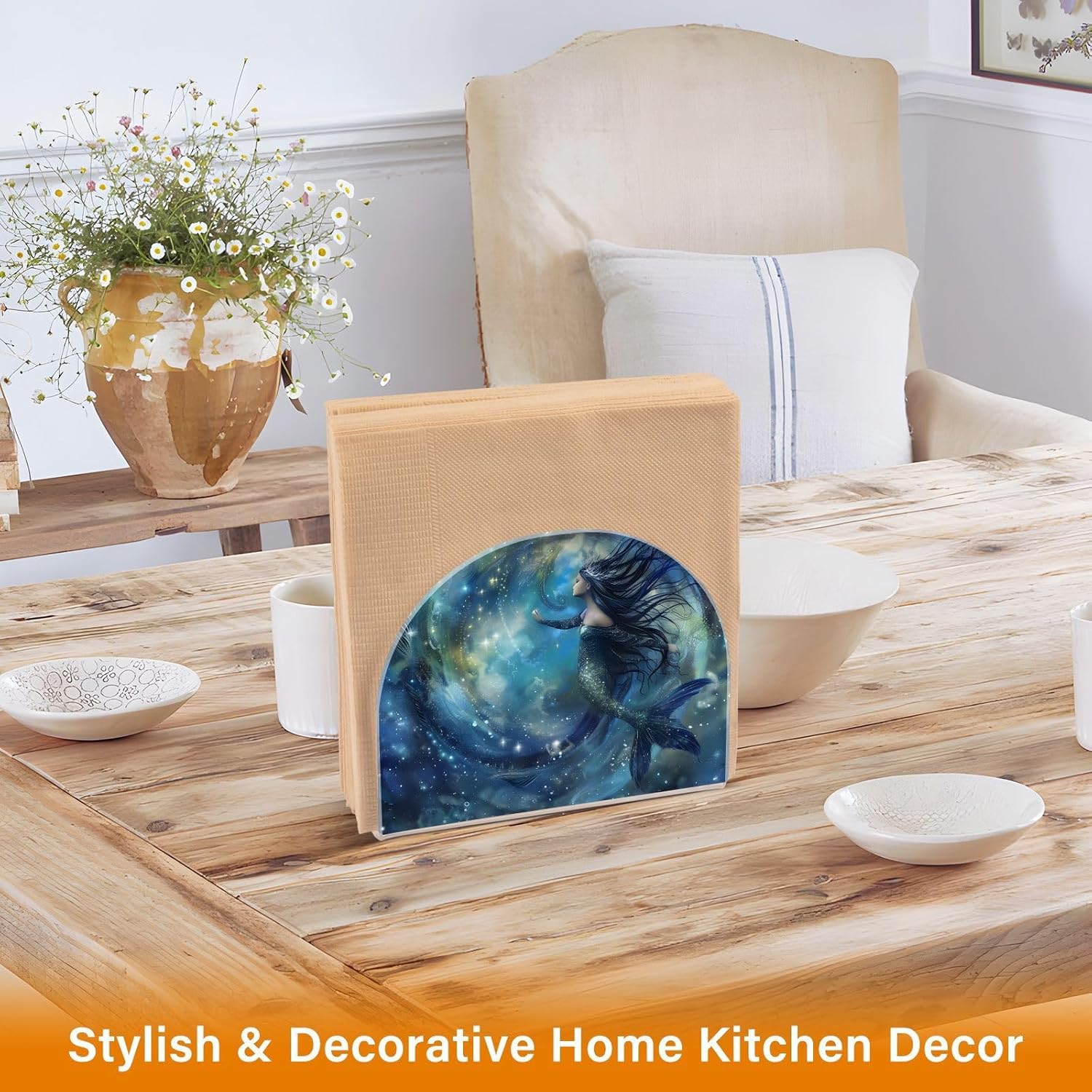 Stylish Mermaid Nebula Napkin Holder for Compact Storage