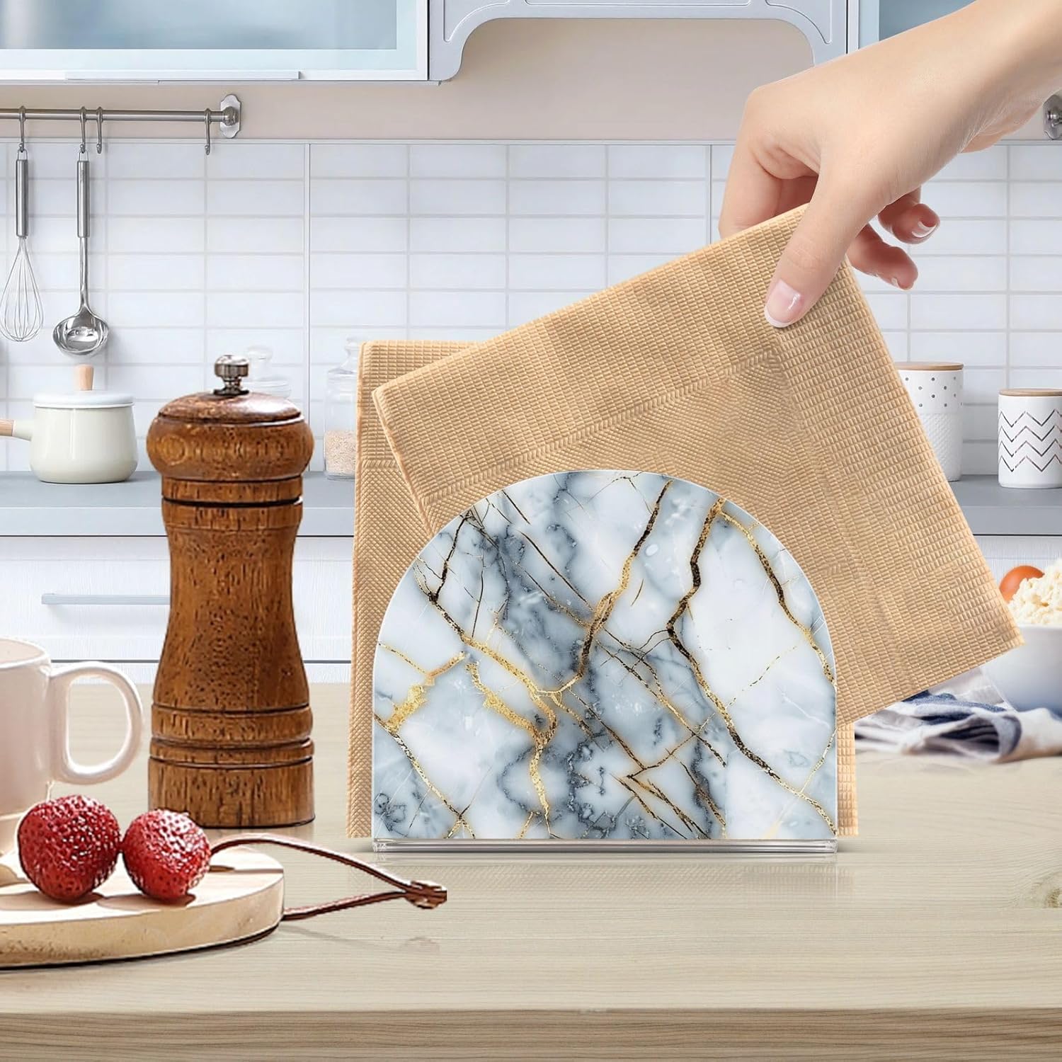 ALAZA Gold Marble Napkin Holder - 2-Pack for Table Use
