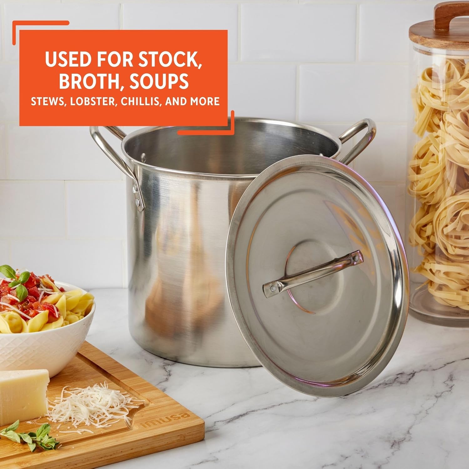 16-Quart Stainless Steel Stock Pot with Lid Silver