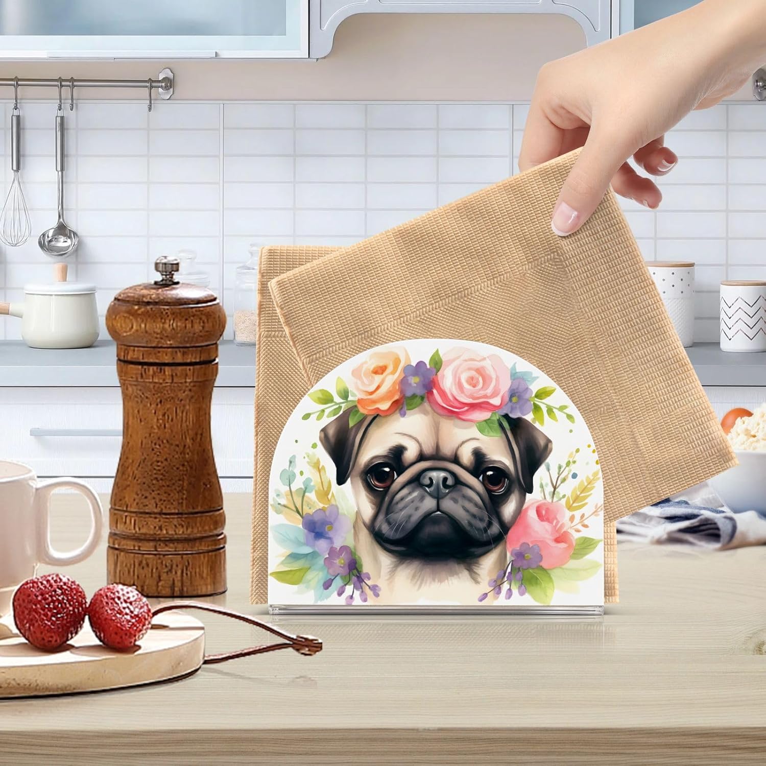 Cozy Pug Napkin Holder