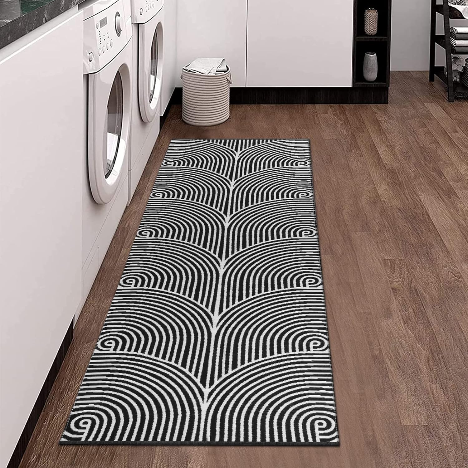 Tiffasea Woven Runner Rug 2x6 Black White