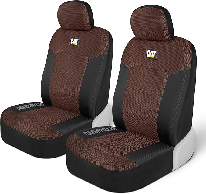 CAT® MeshFlex Automotive Seat Covers for Cars Trucks and SUVs (Set of 2) – Black/Brown Car Seat Covers for Front Seats, Truck Seat Protectors with Comfortable Mesh Back, Auto Interior Covers