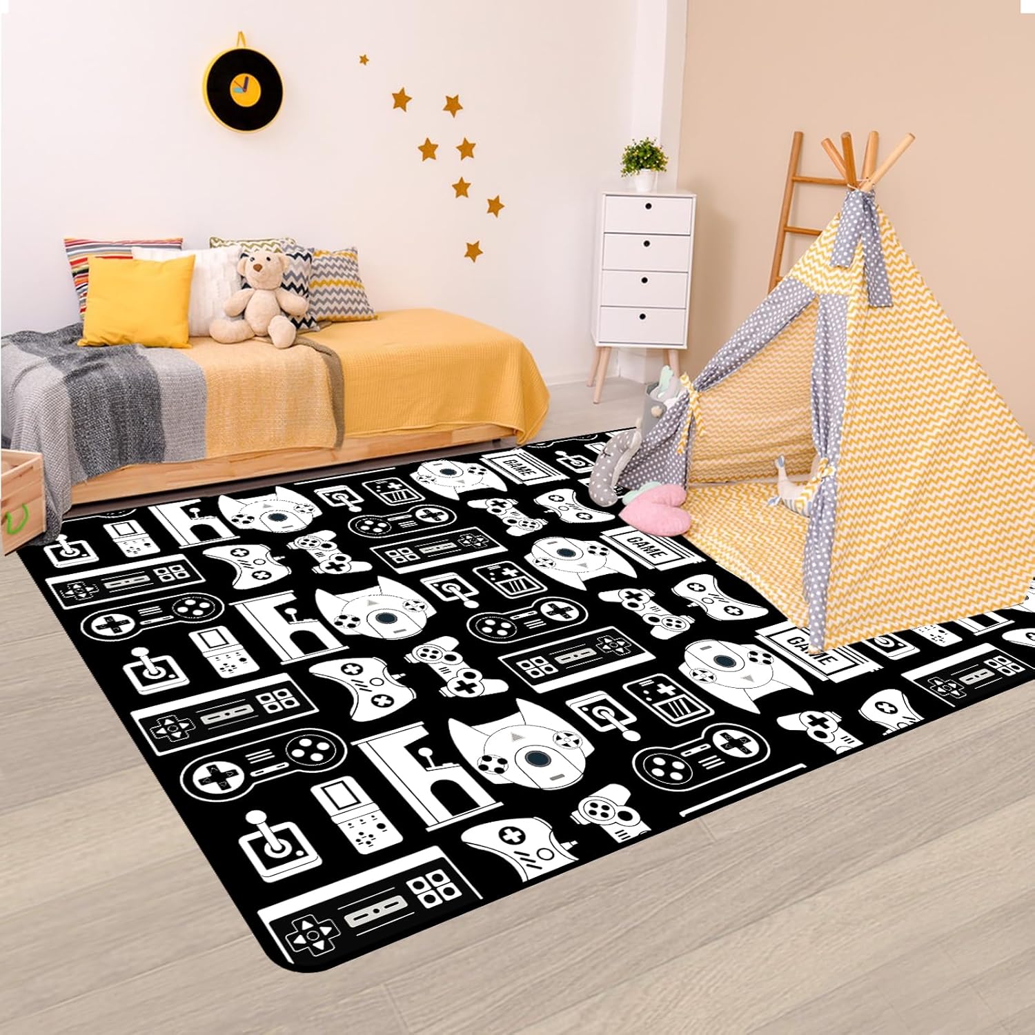 Lacut Game Rug with Controller Design for Boys Room