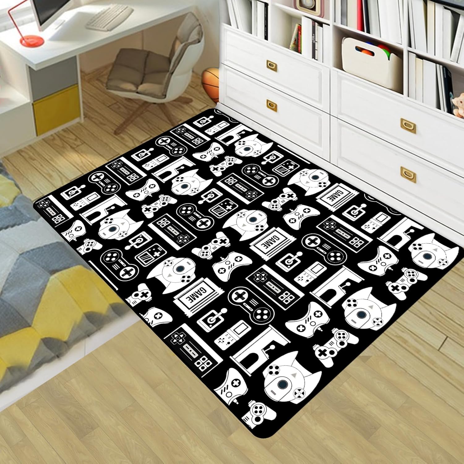 Lacut Game Rug with Controller Design for Boys Room