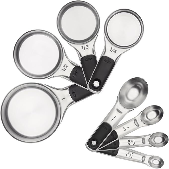OXO Good Grips Stainless Steel Measuring Cups and Spoons Set, 2.9, 8 Piece
