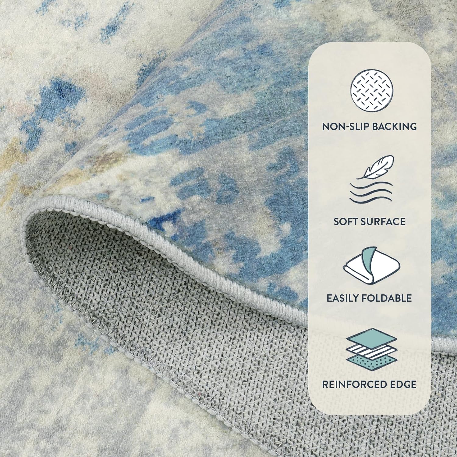 Lahome Modern Abstract Blue Bathroom Rug 2x6