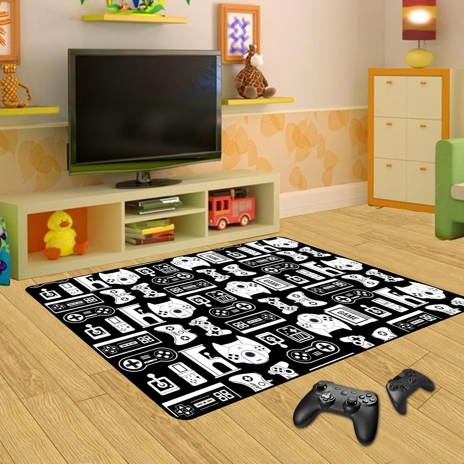 Lacut Game Rug with Controller Design for Boys Room