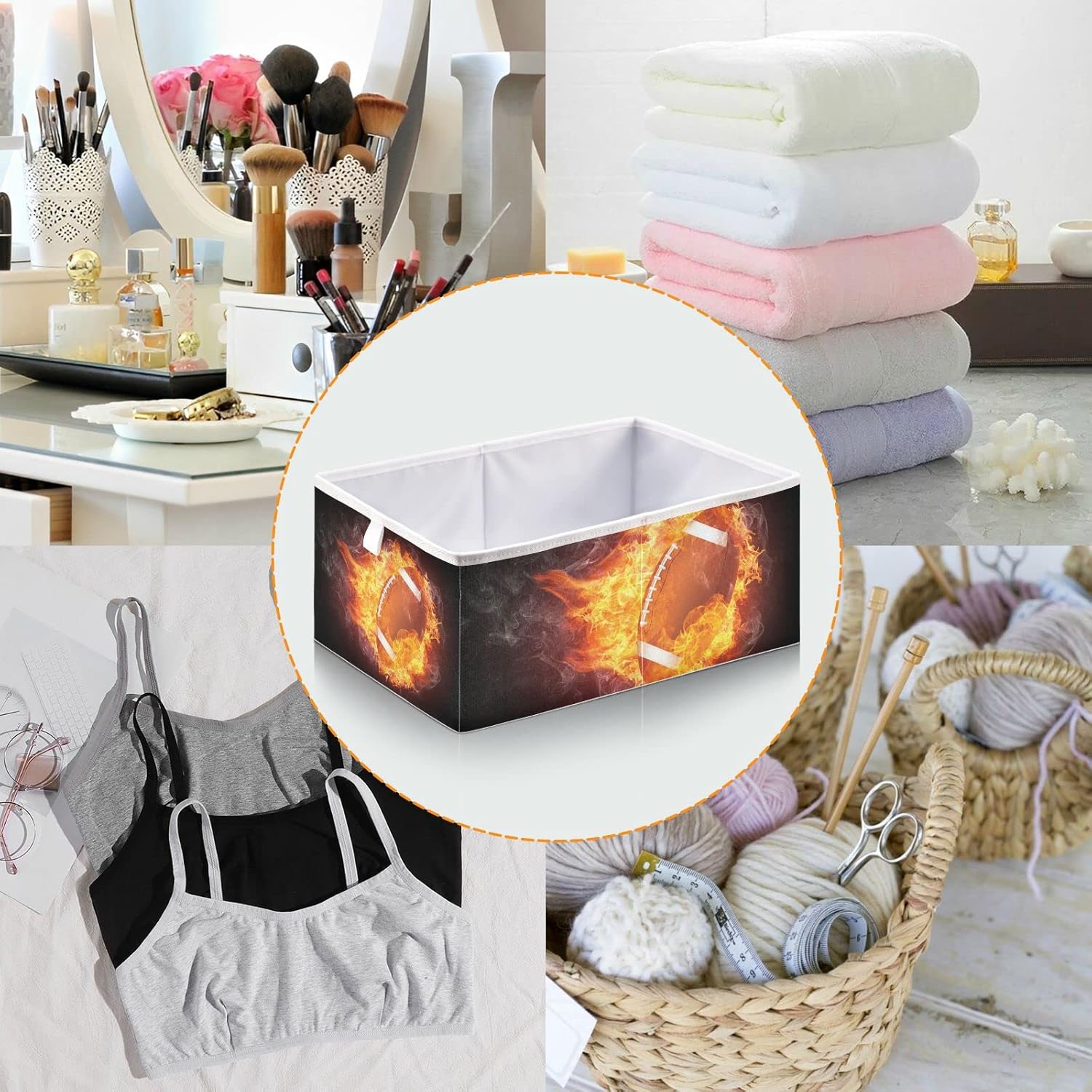 RunningBear Fire Flame Storage Basket for Kids Toys and Clothes