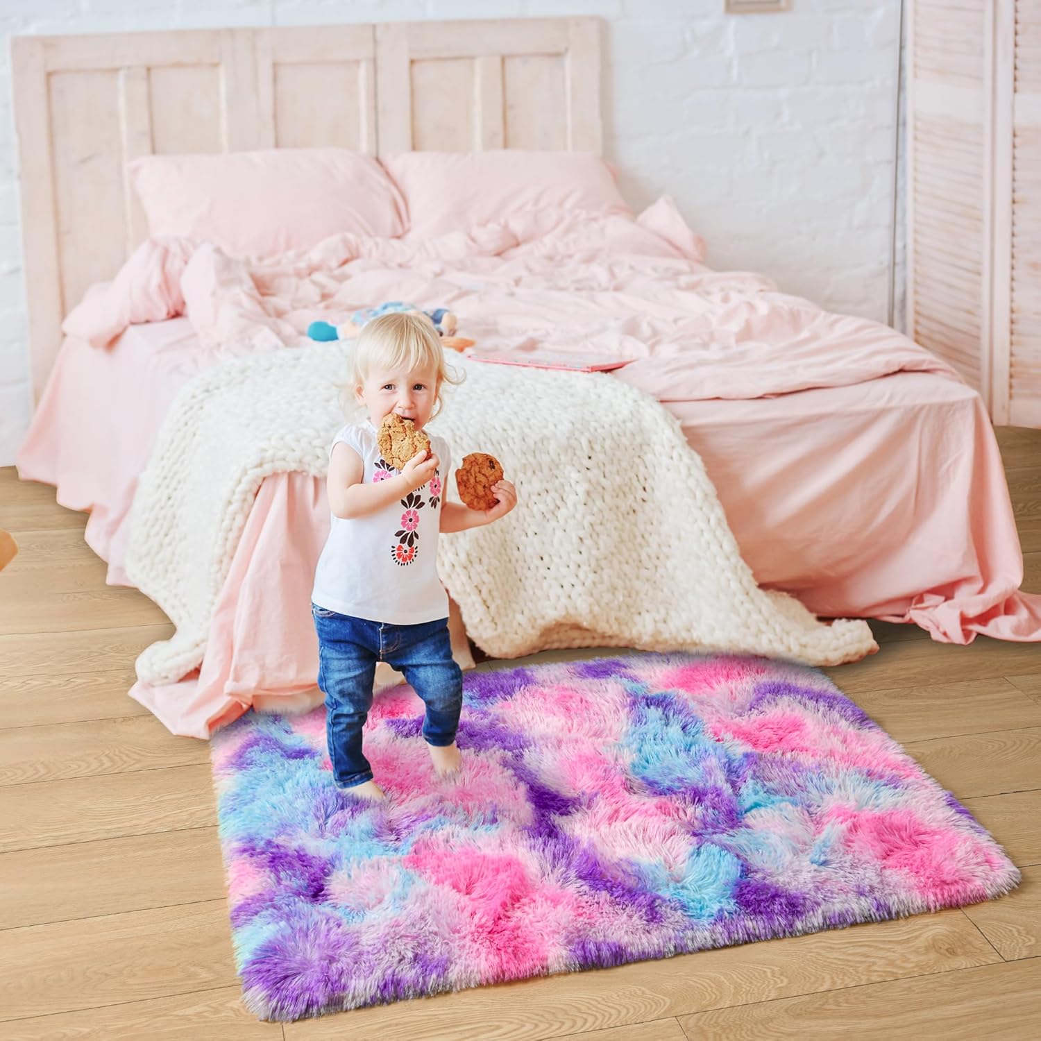 Tepook Soft Rainbow Rug for Girls Room