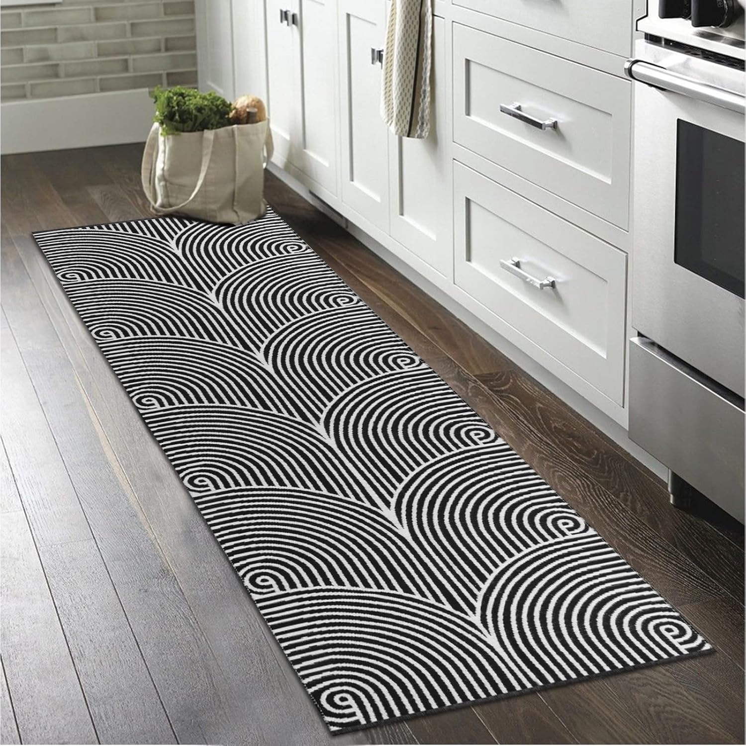 Tiffasea Woven Runner Rug 2x6 Black White
