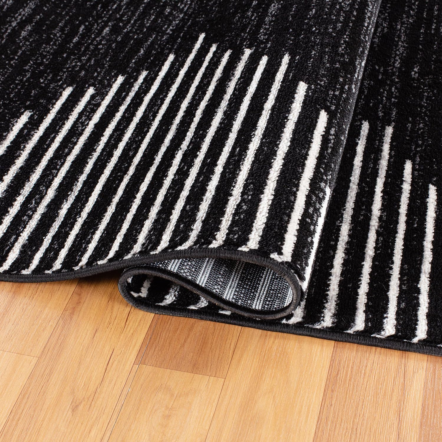 Rugshop Bohemian Stripe Stain Resistant Area Rug 27 x 4 Black