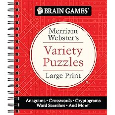 Brain Games - Merriam-Webster's Variety Puzzles Large Print: Anagrams, Crosswords, Cryptograms, Word Searches, And More!