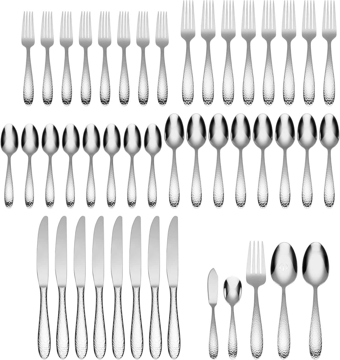 Oneida Reyna 45-Piece Flatware Set - 180 Stainless Steel Handcrafted with Artisanal Touch