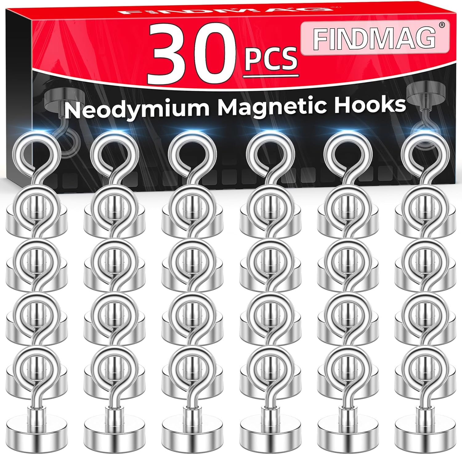 Securely Hold Up To 28 lbs With Magnetic Hooks