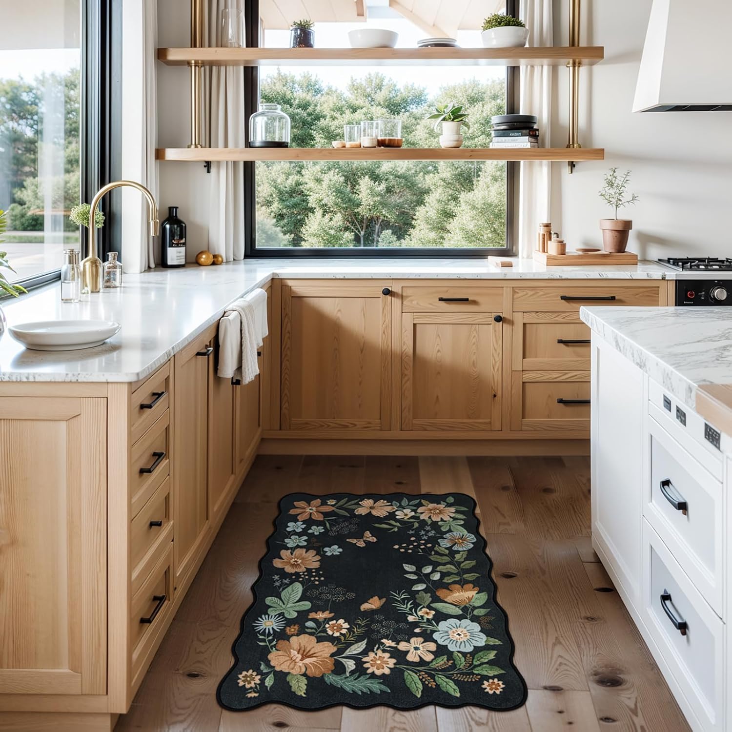 Lahome Floral Washable Entryway Rug 2x3 Non-Slip