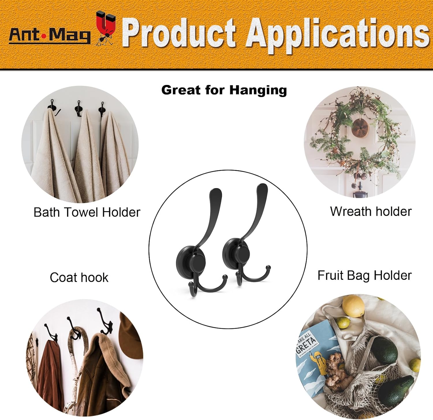 Ant Mag Heavy Duty Magnetic Hooks for Home