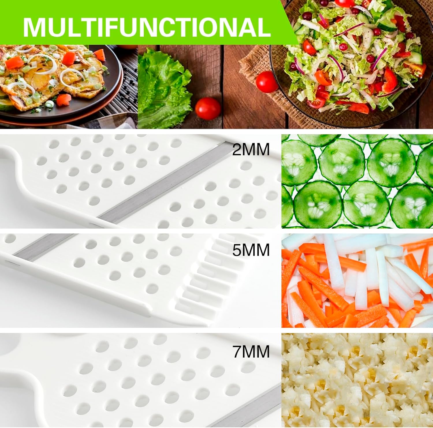 High-Quality 3-in-1 Mandoline Slicer for Vegetables and More