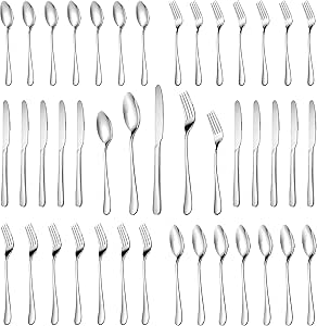 MUTNITT 30 Pcs Silverware Set Service for 6,Premium Stainless Steel Flatware Set,Mirror Polished Cutlery Utensil Sets,Durable Kitchen Eating Tableware Sets,Include Fork Knife Spoon,Dishwasher Safe