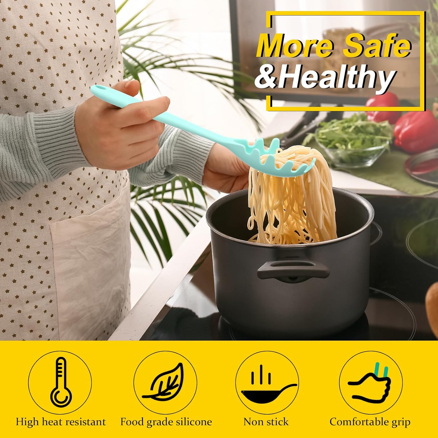 12-Piece Heat-Resistant Silicone Pasta Forks for Kitchen