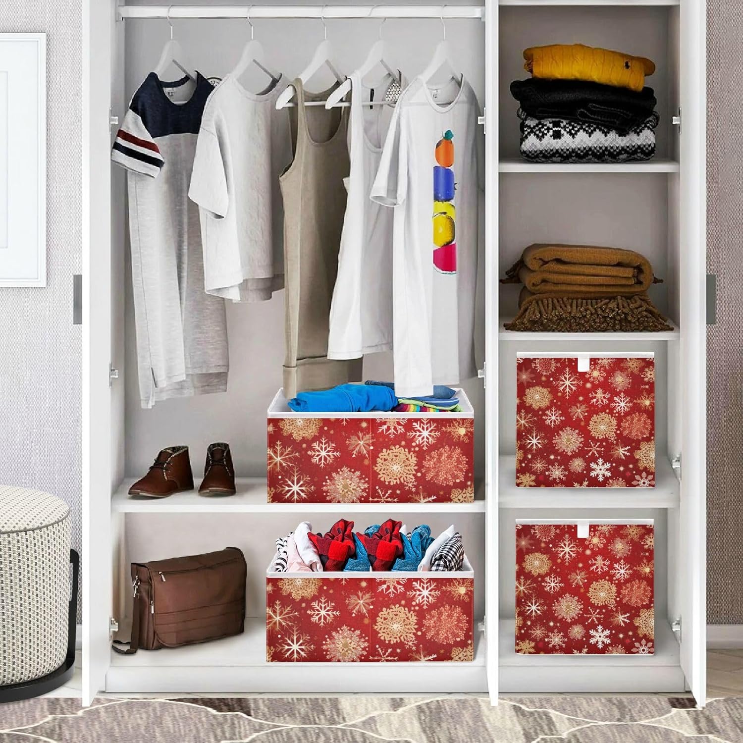 RunningBear Foldable Fabric Storage Basket for Kids Clothes and Toys