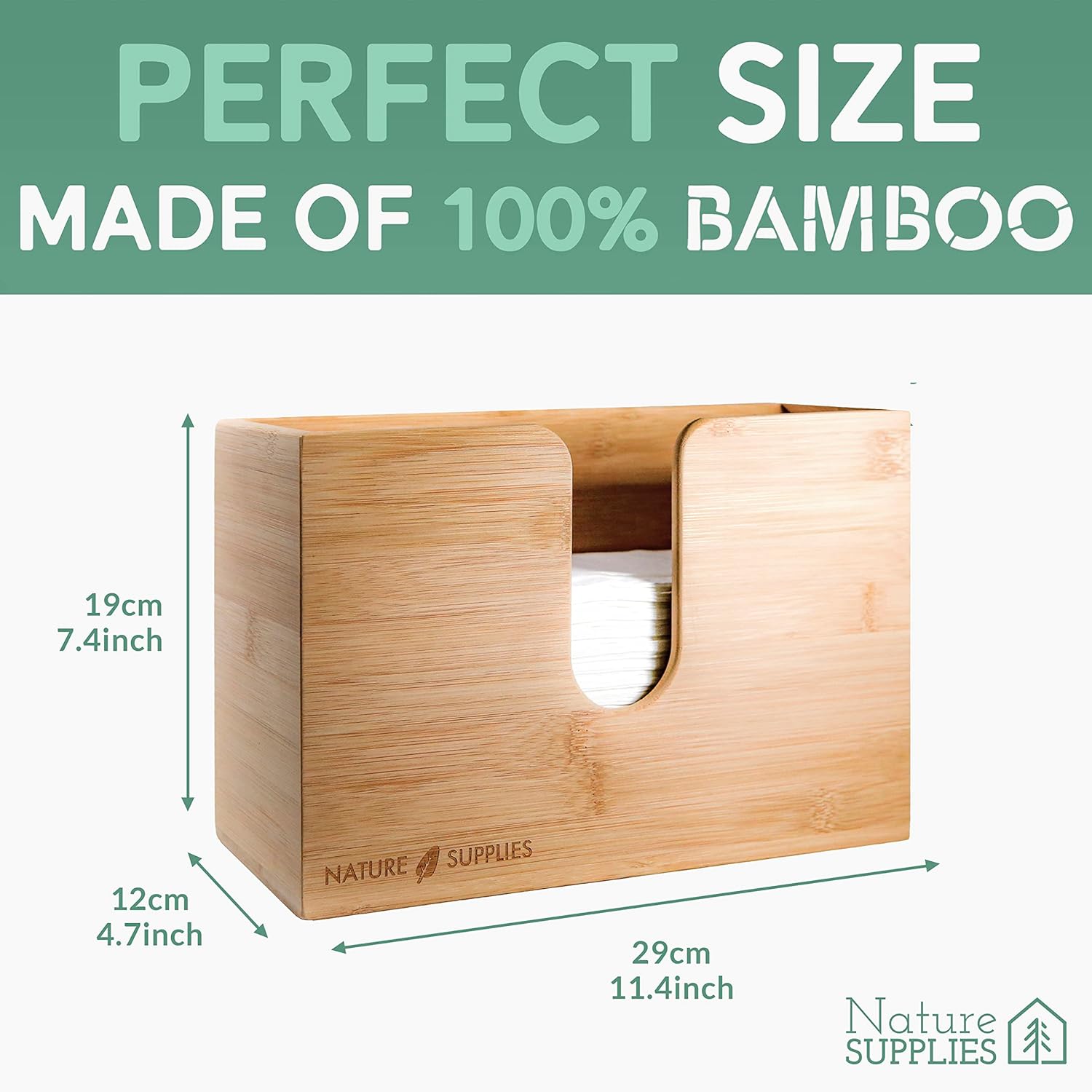 Bamboo Paper Towel Dispenser for Bathroom and Kitchen