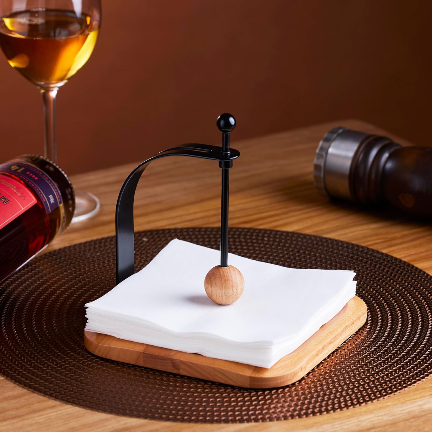 Beechwood Napkin Holder Elegant Wood Square for Table Dispenser