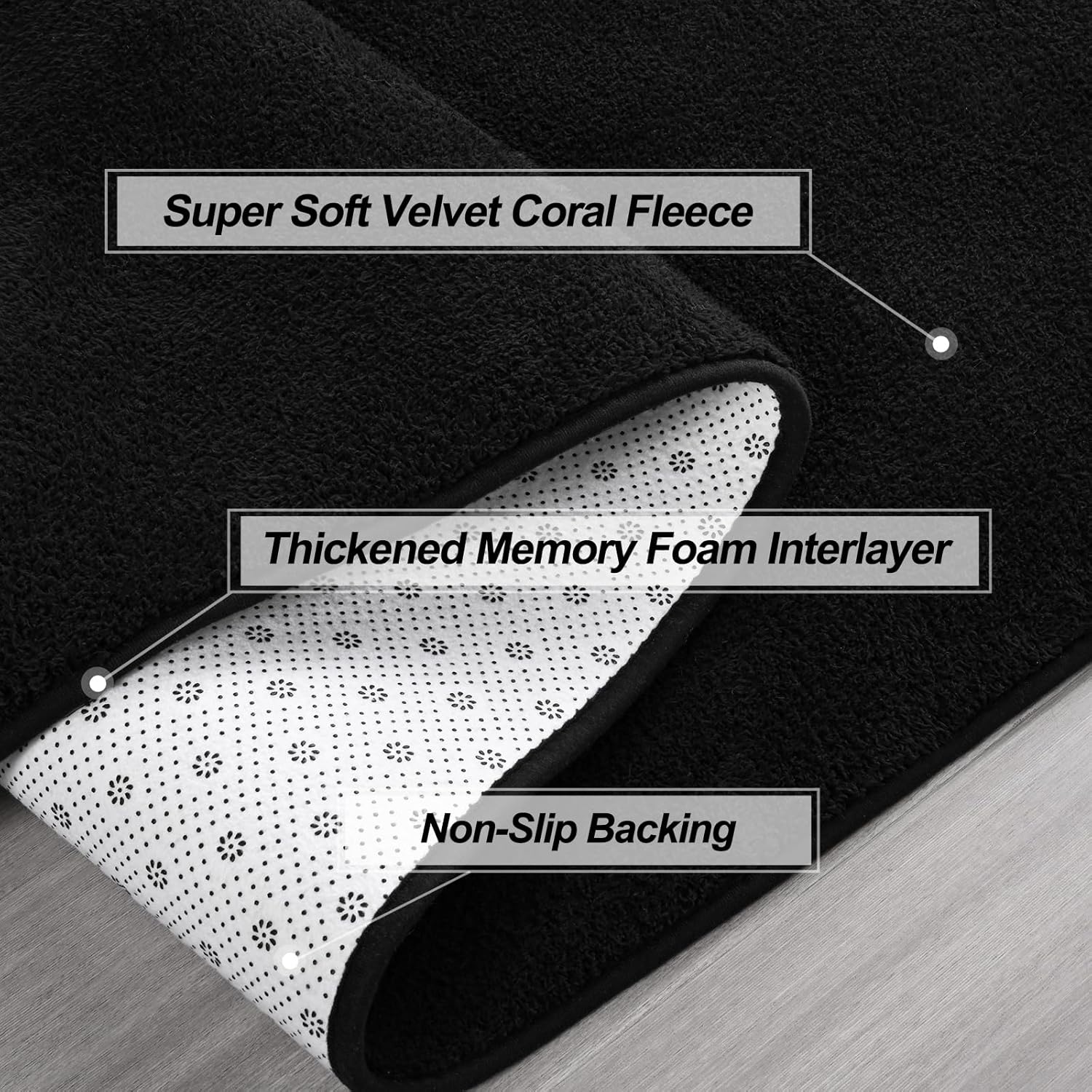 Gifeas 4x6 Black Area Rug - Thick Memory Foam Ultra Soft Non-Slip